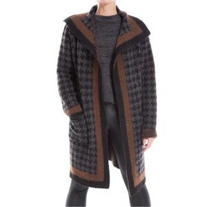 Max Studio Houndstooth Open Front Cardigan Coat